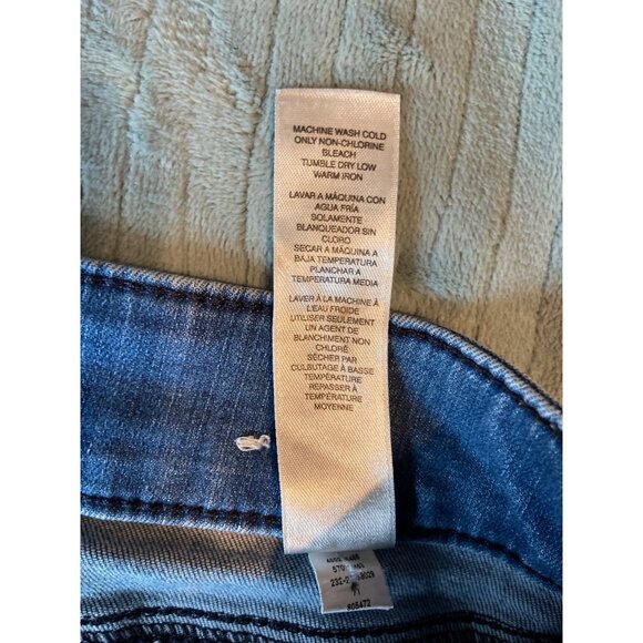 Chicos Straight Leg Jeans 1.5S Blue Leaf Pattern Cotton Blend Womens Pants - Picture 5 of 8